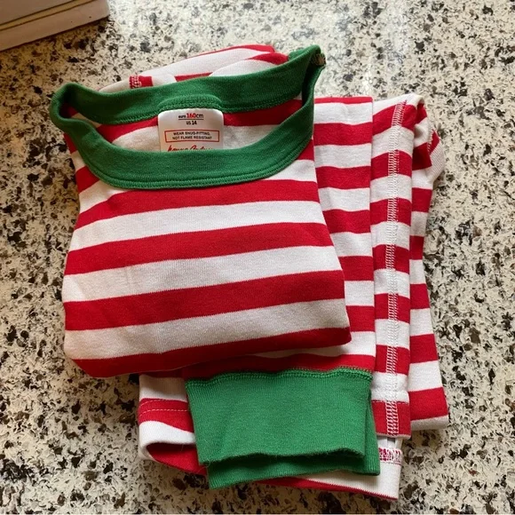 HANNA ANDERSSON Long Johns Holiday Stripe PJ Set Girl 14 (160) - Picture 3 of 12